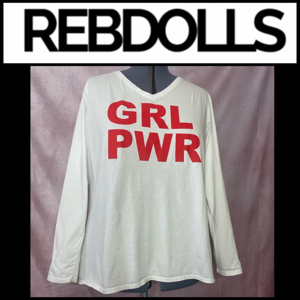 REBDOLLS GIRL POWER White Long Sleeve Top Size 3X